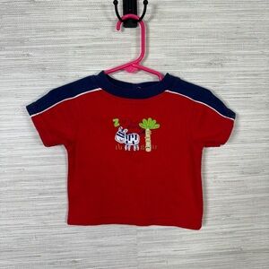 Kid’s Vintage Mayfair Blue and Red Z is for Zebra Tee Shirt Size 6-9 Months